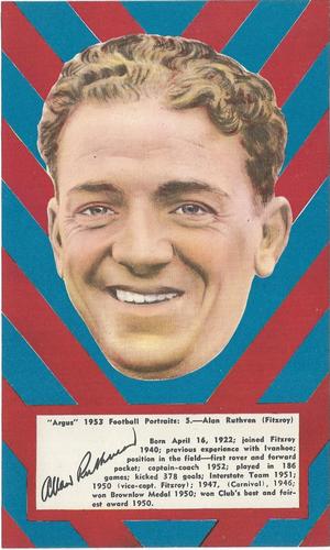 1953 Argus Football Portraits #5 Alan Ruthven Front